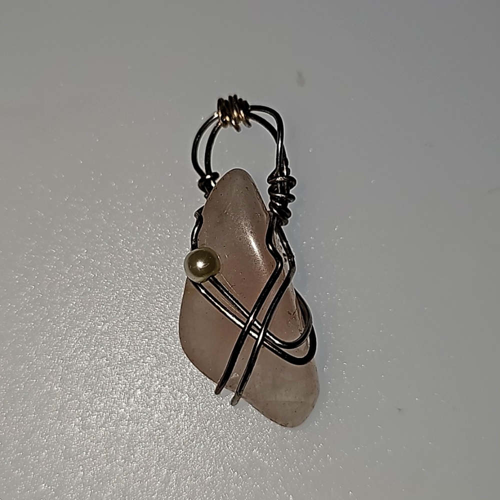 Wire wrapped Rose Quartz pendant